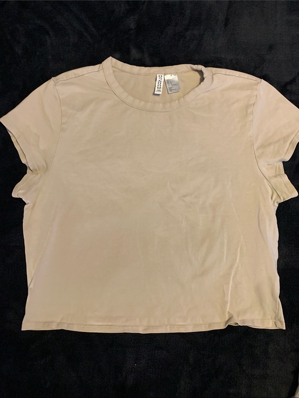 Divided Short Sleeve Crewneck Tee - Beige